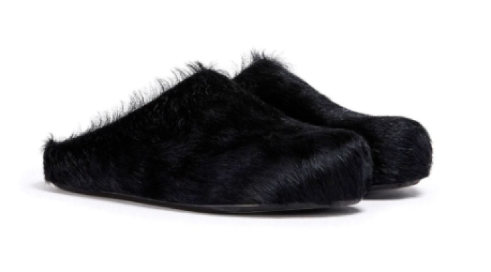 MARNI FUCHSIA LONG HAIR-FUSSBET SABOT SLIPPERS 2412202